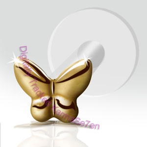 9ct Gold Butterfly Lip Stud with Bioflex Stem Small
